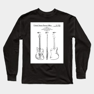 Electric Guitar Patent - Guitarist Music Lover Art - White Long Sleeve T-Shirt